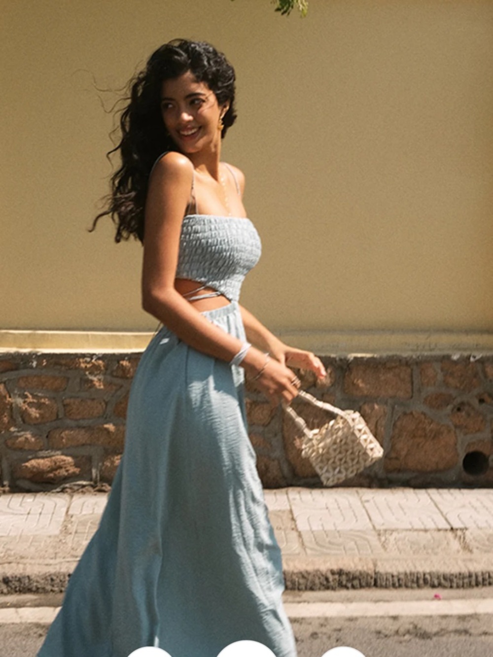 NWT XS Commense Shirred Cut Out Midi Dress (sold out online)